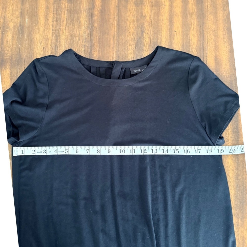 J. Jill Wearever Black Short Sleeve Pleated Button Back Shift Dress Womens M - Picture 9 of 12